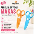 Major Hobi Çocuk Kağıt Makası 2’li Set – Güvenli Uçlu Renkli Makas - Turuncu & Mavi