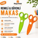Major Hobi Çocuk Kağıt Makası 2’li Set – Güvenli Uçlu Renkli Makas - Yeşil & Turuncu