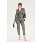 Major Kadın Blazer Ekose 3 lü Takım Ceket Pantolon Yelek