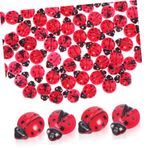 MAJORMENCH 100pcs Reçine Ladybug Figürinler Bahçe Figürinleri Terrarium Decors Minyatür Reçine Hayvan Figürleri Küçük Uğur Ameliyatı Dekorasyonları