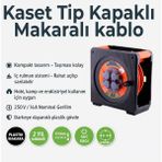 Makaralı Uzatma Kablosu 3x1.5 mm 20 mt Cca Kapaklı 4 Prizli Monofaze Termal Sigortalı Plastik Seyyar - Turuncu