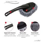 Makarna El Mopu Mini Mikrofiber Toz Alma ve Islak-Kuru Temizleme Fırçası 1 Adet Gri