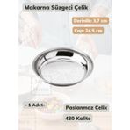 Makarna Süzgeci 24,5 Cm Paslanmaz Çelik Süzgeç İnce