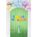 Makaron Balon Zinciri Seti Fon Perdeli Bannerlı Doğum Günü Parti Seti Süsü, 155412533998