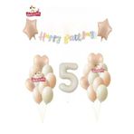 Makaron Happy Kalioğrafili Krem Yaşlı Retro Renk Doğum Günü Balon Set Süsü, 777441114474
