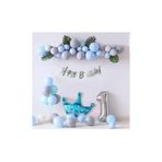 Makaron Mav Gri Prens Taç Folyolu Balon Set