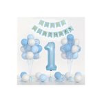 Makaron Mavi Beyaz Balon Zincir Set
