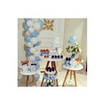 Makaron Mavi Pastel Beyaz Balon Zinciri 50 Adet