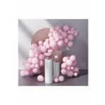 Makaron Pastel Renk Pembe 100 Adet Balon Ve Balon Zinciri