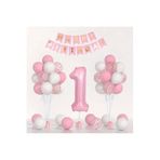 Makaron Pembe Beyaz Balon Zincir Set