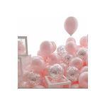 Makaron Pembe Gümüş Konfetili Şeffaf Balon seti 20 Adet