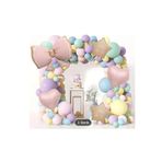 Makaron Renk Fiyonk Yildiz Kalp Folyo Balon Zincir Set