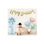 Makaron Renk Kalp Paptya Folyo Balon Doğum Günü Parti Seti Süsü, 5745252422210