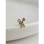 Makas Model Kıkırdak Piercing Tragus Helix Silver Gümüş ve Altın Gold Renk Küpe (Gold)