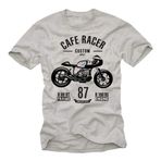 MAKAYA Biker Tişört Erkek - Özel Yapım Cafe Racer - Vintage R 80 Motosiklet Hediyeleri Gri Beden XXXL