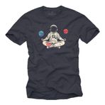 MAKAYA Erkek Tişörtü Astronot Kırmızı Hap Mavi Hap Meme Astronot Motif Gezegenler Astronomi Mavi-Gri M