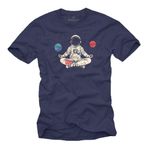 MAKAYA Erkek Tişörtü Astronot Kırmızı Hap Mavi Hap Meme Astronot Motif Gezegenler Astronomi Mavi XXXXL
