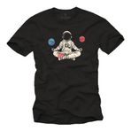 MAKAYA Erkek Tişörtü Astronot Kırmızı Hap Mavi Hap Meme Astronot Motif Gezegenler Astronomi Siyah XXXXL
