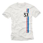 MAKAYA Erkek Tişörtü | Herbie 53 Desenli Vintage Araba & Tuning Temalı Tasarım | Retro Otomobil Severlere Hediye Beyaz Beden XXXXL