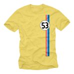 MAKAYA Erkek Tişörtü | Herbie 53 Desenli Vintage Araba & Tuning Temalı Tasarım | Retro Otomobil Severlere Hediye Sarı Beden XL