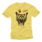 MAKAYA Erkekler/Çocuklar İçin Komik Tişörtler - Rakun Pizza Patates Kızartması Motif Çocuk Erkek Hediyeleri Sari XXXXL