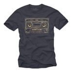 MAKAYA Tişört Erkek - Cool Vintage Kaset Retro Müzik Kaseti Oldschool Hip Hop Mixtape Mavi Beden XXL