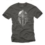 MAKAYA Viking T-Shirt Erkekler Viking Kask Odin Valhalla Walhalla Erkekler Hediyeler Gri XXXXL