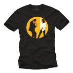 MAKAYA Vintage Cult Tişört Erkek - Pulp Mia & Vincent Dans Ediyor - Kısa Kollu Yuvarlak Yaka Siyah Beden XXXXL