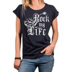 MAKAYA Vintage Müzik Tişört Yaz Üstü Kadın Rock M Life Grup Tişört Gitar Baskılı Tişörtü Büyük Bedenler Büyük Boy Mavi M
