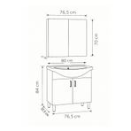 makbulce 80 cm Beyaz MDF Seramik Lavabolu Ayaklı Aynalı Banyo Dolabı
