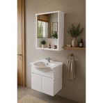 makbulce Darende 55cm Seramik Lavabolu MDF Aynalı Banyo Dolabı