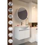 makbulce Erciyes 65cm Seramik Lavabolu MDF Oval Aynalı Banyo Dolabı