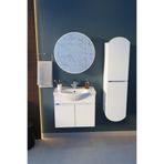 makbulce Erciyes Havlu Dolaplı 65cm Seramik Lavabolu MDF Oval Aynalı Banyo Dolabı