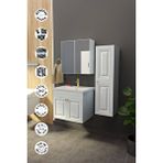 makbulce Gemerek Havlu Dolaplı 65cm Seramik Lavabolu Membran Kapaklı Mdf Aynalı Banyo Dolabı Beyaz