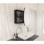Makbulce Oval Aynalı Banyo Dolabı Mermer Desenli Mermer