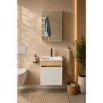 makbulce Şefaatli 45 cm MDF Seramik Meşe Lavabolu Aynalı Banyo Dolabı