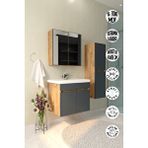 makbulce Tokyo Havlu Dolaplı 65cm Seramik Lavabolu Mdf Aynalı Banyo Dolabı-atlantik Çam ve antrasit Gri Antrasit Gri - Atlantik Çam