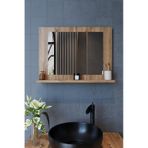 Makbulce Yakut Raflı Dresuar Banyo Aynası 60 x 45 Atlantik Çam Kahverengi