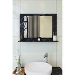 Makbulce Yakut Raflı Dresuar Banyo Aynası 60 x 45 Mermer Beyaz - Siyah