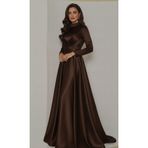 makbuleofficial Drape Detaylı Saten Kumaştan Tesettür Abiye