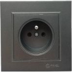 Makel Karea Ups Priz Füme Modül+Kapak+Çerçeve - Çerçeveli