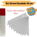 Maket Bıçağı Yedeği 10'lu Paket Ucu Kalınlık 0.50 mm En: 1.8 cm Uzunluk: 10 cm Kırılabilir Yedek Uç - Gümüş - Düz