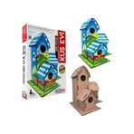 MAKET BOYANABİLİR KUŞ EVİ BOYAMA MAKETİ NATUREL AHŞAP BOYAMA BIRD HOUSE 6 RENK AKRİLİK BOYA FIRÇA