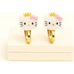 Makewell Hello Kitty Kedisi Sıkıştırmalı Küpe Deliksiz Kulağa Uygun Kız Çocuk Hediye - Çok Renkli