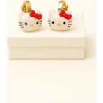 Makewell Hello Kitty Kedisi Sıkıştırmalı Küpe Deliksiz Kulağa Uygun Kız Çocuk Hediye