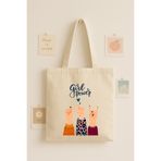 Maki Craft Girl Power Baskılı Bez Çanta – Kadın Temalı Günlük Kullanım Tote Bag