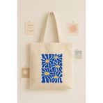 Maki Craft Renkli Papatya Baskılı Bez Çanta Tote Bag - Bej