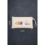 Maki Craft Sevimli Kedi Patileri Baskılı Fermuarlı Bez Kalemlik, Makyaj Çantası - 10x21 cm - Çok Renkli - Naturel