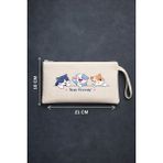Maki Craft Sevimli Kediler Best Friends Yazılı Baskılı Fermuarlı Bez Kalemlik, Makyaj Çantası - 10x21 - Bej