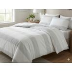 Maki Home Makiteks %100 Pamuklu Soho Gri Çizgili 200X220+2*(50X70) Çift Kişilik Nevresim ve Yastık Kılıfı - Beyaz - Gri - 200 x 220 cm